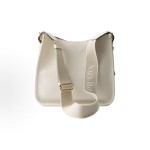 PRADA Metal engraved logo crossbody single-shoulder bag, medium size for women, white